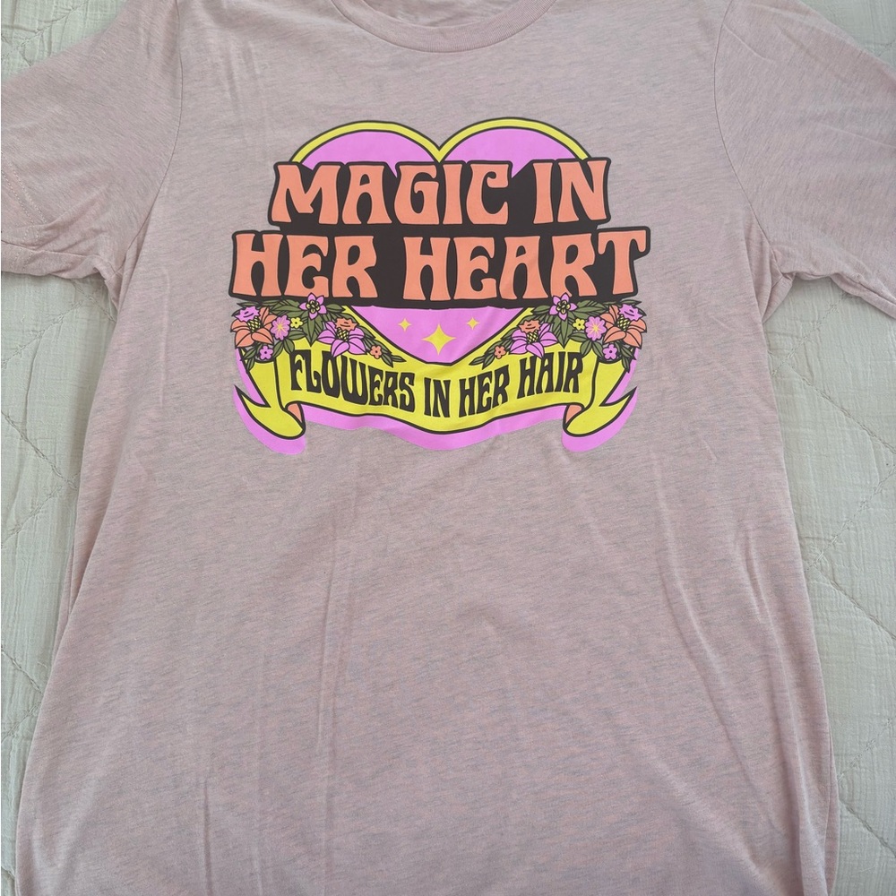 Pink Graphic Tee with Heart Design